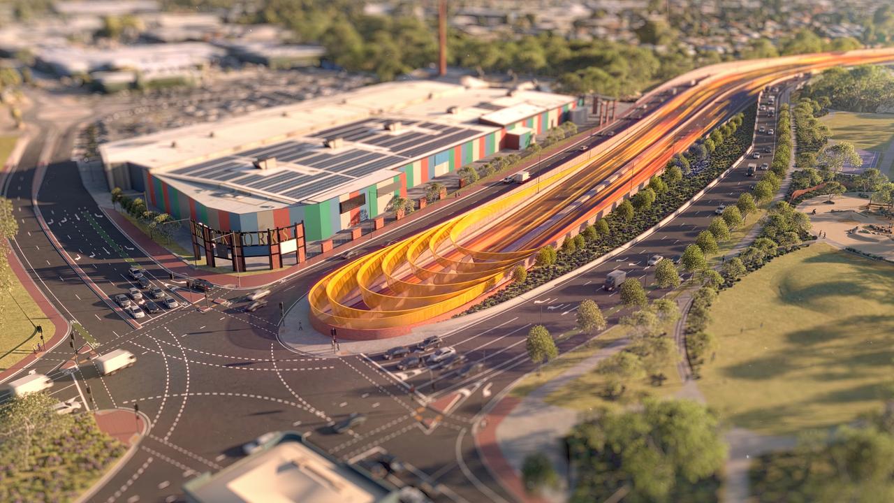 An elevated roadway near Brickworks Marketplace has been removed from the Torrens to Darlington designs.