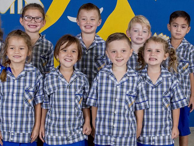 Pimpama Primary School prep classes for My first year lift out. Prep B (back l-r) Indigo Dahlen, Jaxson Barker, Mason Verhoeven, Asa Wihongi. (front) Savannah Rogan, Havana Vlooly-Ives, Jack Powers, Aiva Mavanic. Picture: Jerad Williams