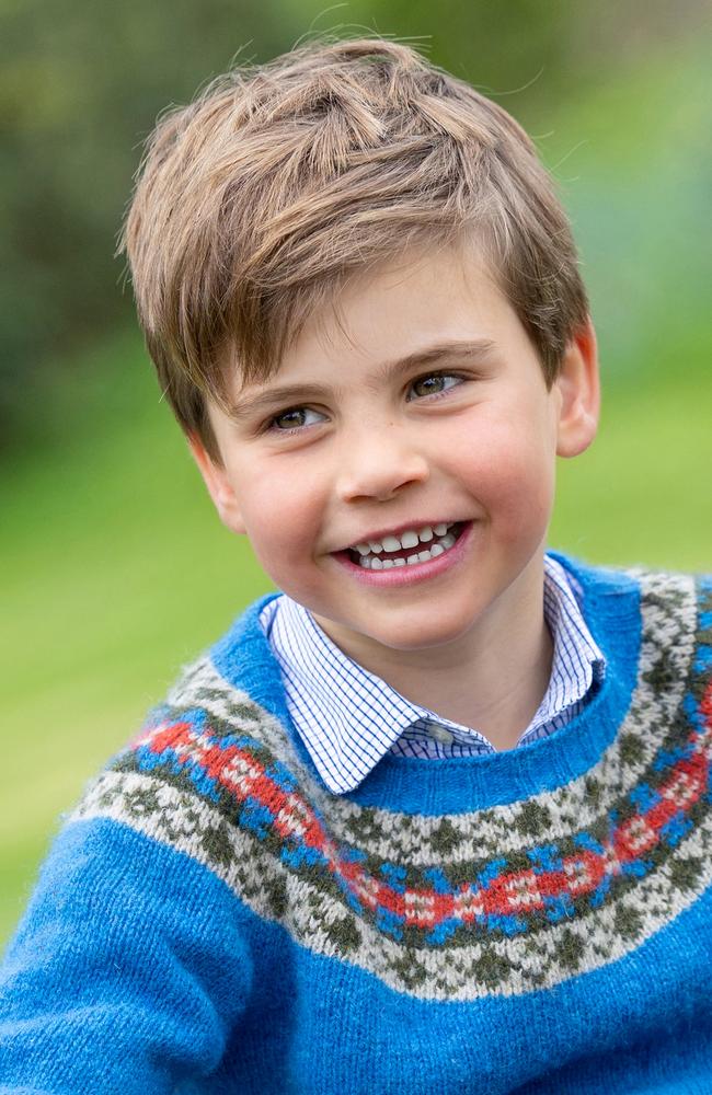 Prince Louis is turning five. Picture: Handout/Millie Pilkington/Kensington Palace via Getty Images