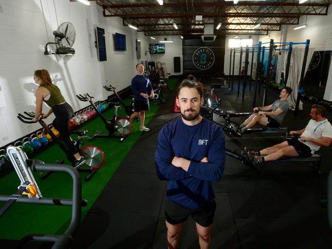 Kent Town, Adelaide, Monday 15 June, 2020. Fitness trainer Beau Williamson at Body Fit Training, Kent Town, would love to cater for larger group fitness classes. Photo Sam Wundke