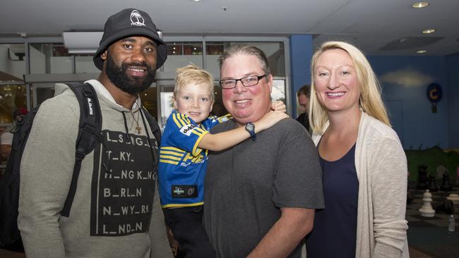 Semi Radradra drops in on a young Eels fan.