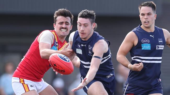 Will Osborn  for Caulfield during the VAFA (Premier B) Grand  Final: Caulfield Grammarians v Old Scotch game played at Elsterwick. Saturday, September 21. 2019. Picture: David Crosling