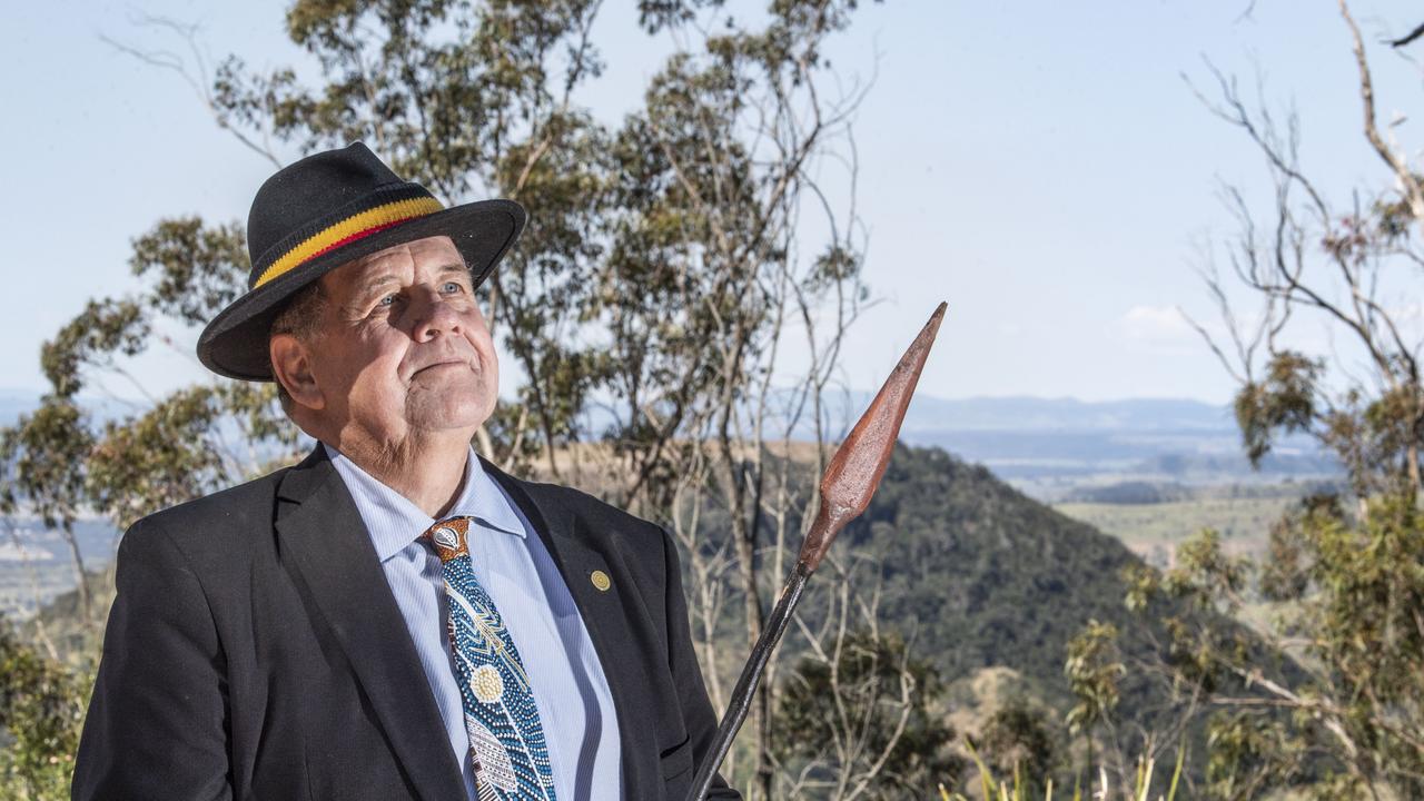 Uncle Wayne Fossey wants Tabletop Mountain to be renamed Meewah. Picture: Nev Madsen.