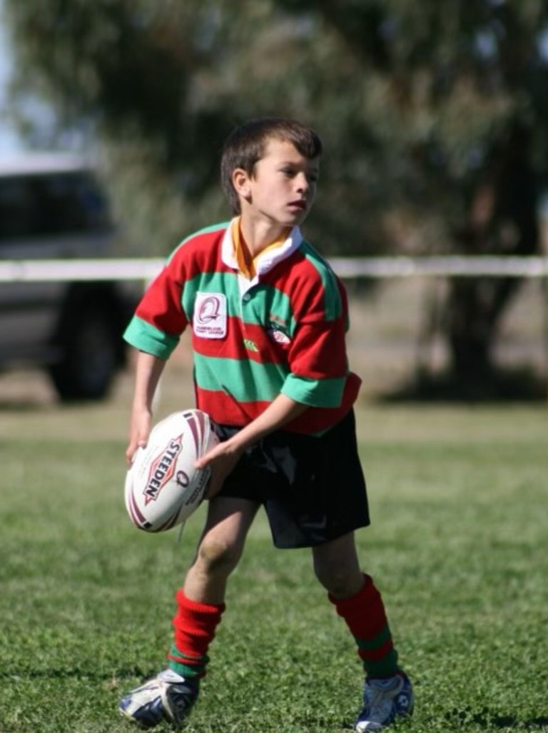 David Armstrong playing rugby league for Mungindi as a junior.