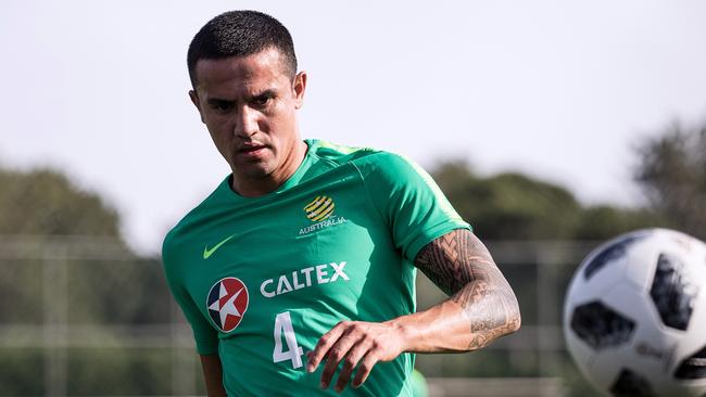 Socceroo Tim Cahill trains in Antalya, Turkey. Pic: AAP