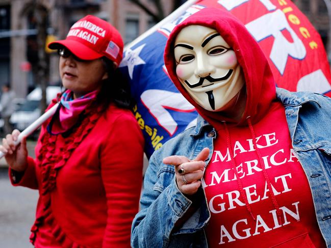 Supporters of former US president Donald Trump protest outside the Manhattan District Attorney's office in New York City on April 3. Picture: Leonardo Munoz/AFP