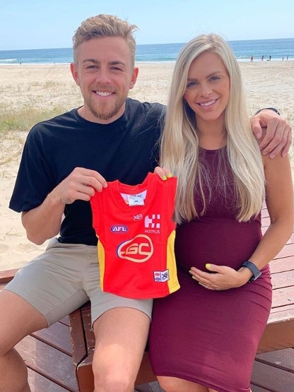 Former Crow Hugh Greenwood and longtime girlfriend Kjiersten Straub have announced they’re expecting a baby. Picture: Instagram.