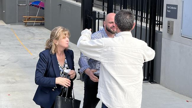 David Celeski reunites with family after he was released from custody. Picture: Julia Kanapathippillai