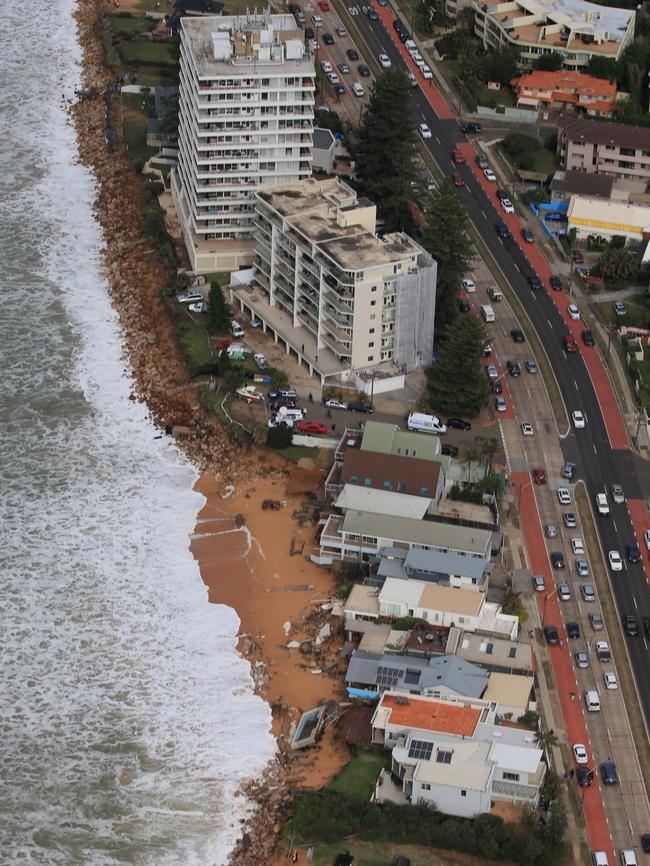 Development along this stretch of Collaroy Beach was identified as under threat of erosion in a 2012 Warringah Council report. Picture: Toby Zerna