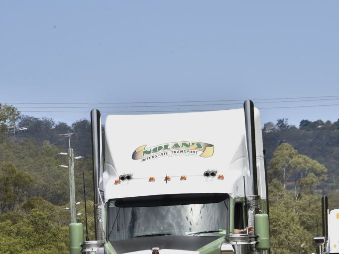 Lights on the Hill convoy leaves Withcott heading to Gatton. September 2017. Picture: Bev Lacey