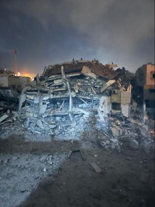 The bombed-out building in Gaza City next door to the Adelaide man’s in-laws’ house. Picture: Supplied