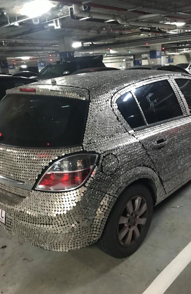 Marty and Michael's bedazzled Holden Astra is being shared far and wide online. Pic: Facebook