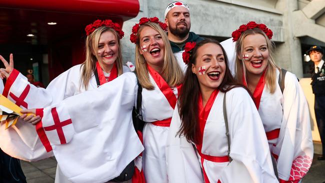 England fans await the start of the final. Picture: AFP