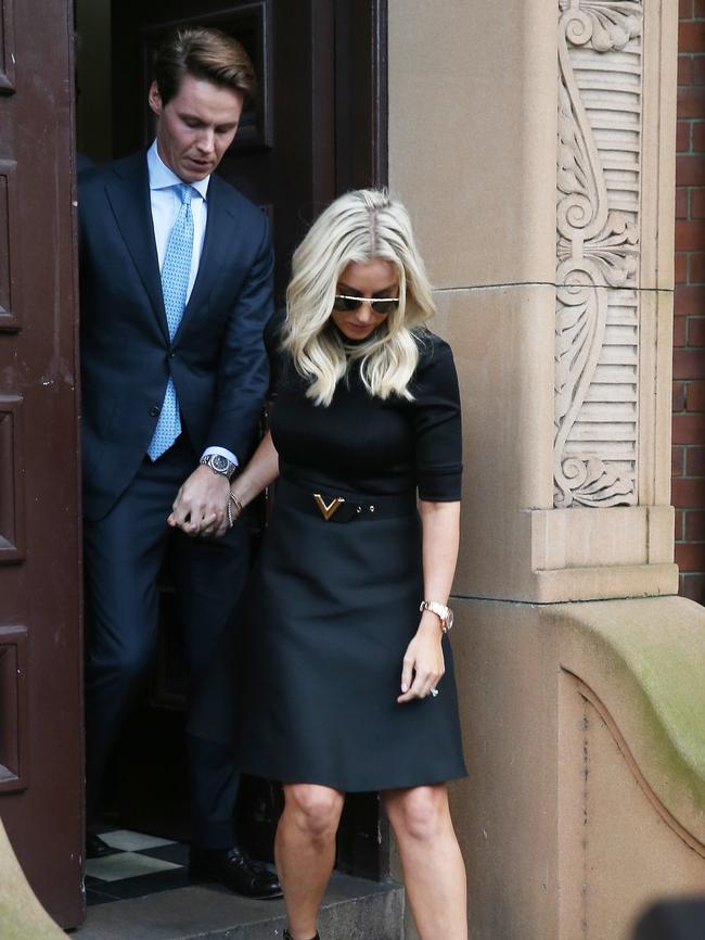 Roxy Jacenko and Oliver Curtis leave his trial, which they hope would end in an acquittal. Picture: Dylan Robinson