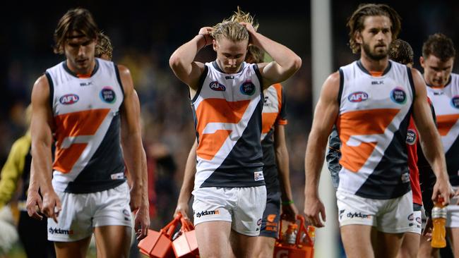 GWS Giants were well beaten by West Coast. Picture: Daniel Wilkins