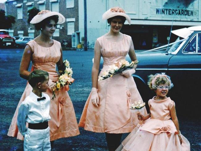 LOOKING BACK: Wedding party in front of the Wintergarden Theatre. Source: Picture Bundaberg.