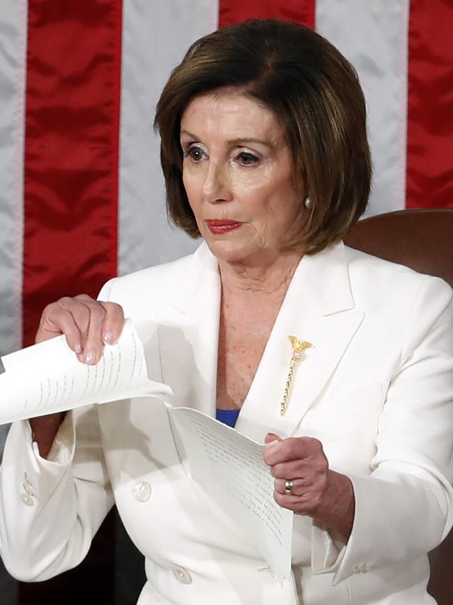 Nancy Pelosi said Donald Trump “shredded the truth in his speech’’.