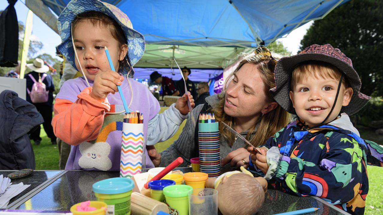 Meg Goodman with her kids Naomi and Camilo Palma at Toowoomba's World Environment Day celebrations at Lake Annand Park, Sunday, June 1, 2025. Picture: Kevin Farmer