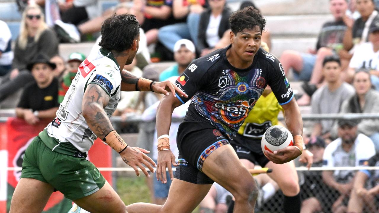 Selwyn Cobbo scored three tries for the Indigenous All Stars. Picture NRL Photos