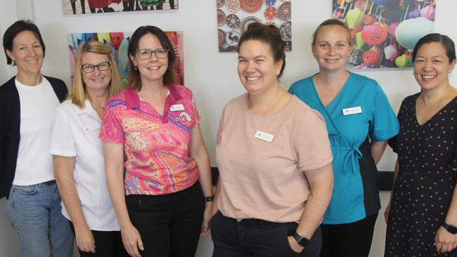 Staff L-R, Heather Fageant, Debbie Bradshaw, Jodi Mauro, Dr Sam Olliver, Dr Linda Abenthum and Dr Irene Tjhung at True Reproductive Health in Cairns is one of 20 clinics in Australia to receive a Department of Health and Aged Care Endometriosis and Pelvic Pain Clinics grant. Picture: Alison Paterson