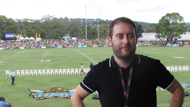 NSW NRL Television commentator Duane Neville provides a live run down on the game as it happens. Photo: Alison Paterson