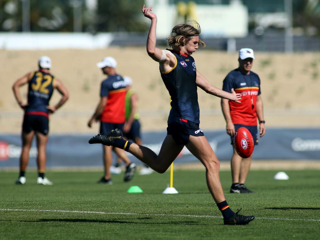 Josh Worrell on the training track just after being drafted in 2019.