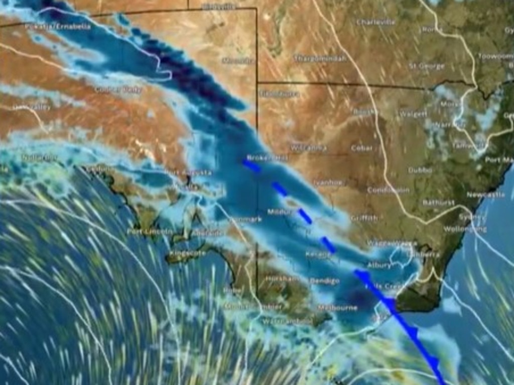 Bureau of Meteorology forecast for Saturday night. Picture: BOM