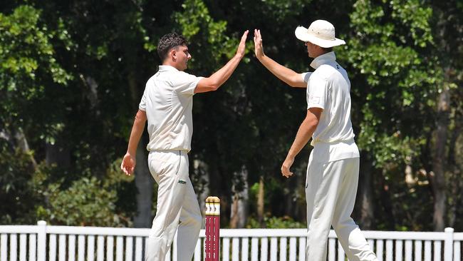 Redland bowler Simon Milenko after taking a wicket. First grade club cricket between Redlands and Ipswich. Saturday October 23, 2012. Picture, John Gass