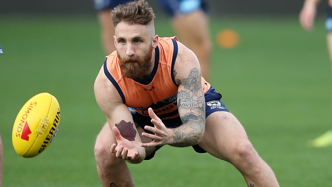 Zach Tuohy is back from injury to bolster Geelong’s defence. Picture: Alison Wynd