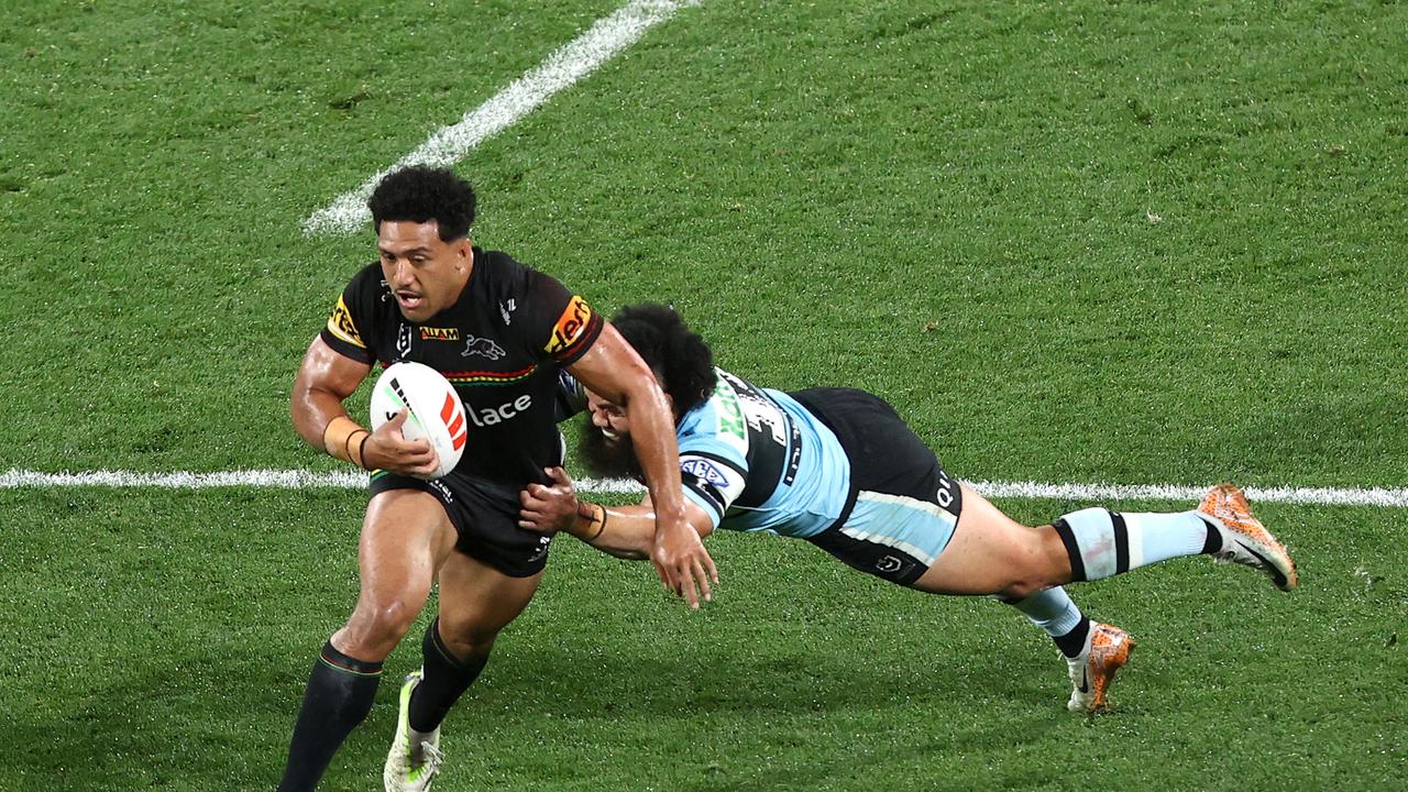 The Sharks couldn’t contain Paul Alamoti who scored two crucial tries in Saturday’s preliminary final. Picture: Jason McCawley/Getty Images