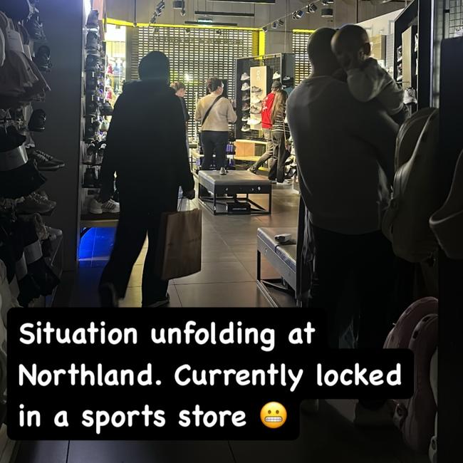 Shoppers have reported being locked inside stores at Northland while the chaos unfolded. Picture: Instagram