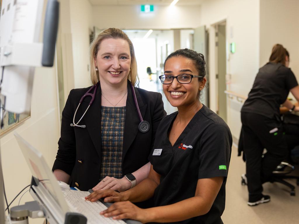 Cardiologist Dr Esther Davis, who leads the Women’s Heart Clinic, with nurse unit manager Radhika John. Picture: Jason Edwards