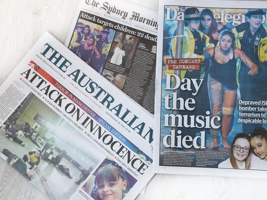 How the world’s media reported on the Islamist terrorist attack. Picture: Getty Images