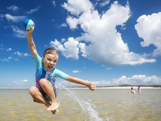 6 year old Charlie Woodward enjoying the perfect conditions on offer for Easter at Happy Valley on the Sunshine Coast. Picture Lachie Millard