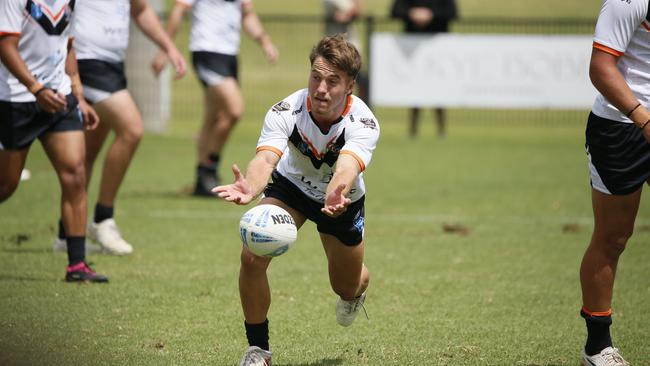 Dylan Smith in action for the Macarthur Wests Tigers against the North Coast Bulldogs during round two of the Laurie Daley Cup at Kirkham Oval, Camden, 10 February 2024. Picture: Warren Gannon Photography