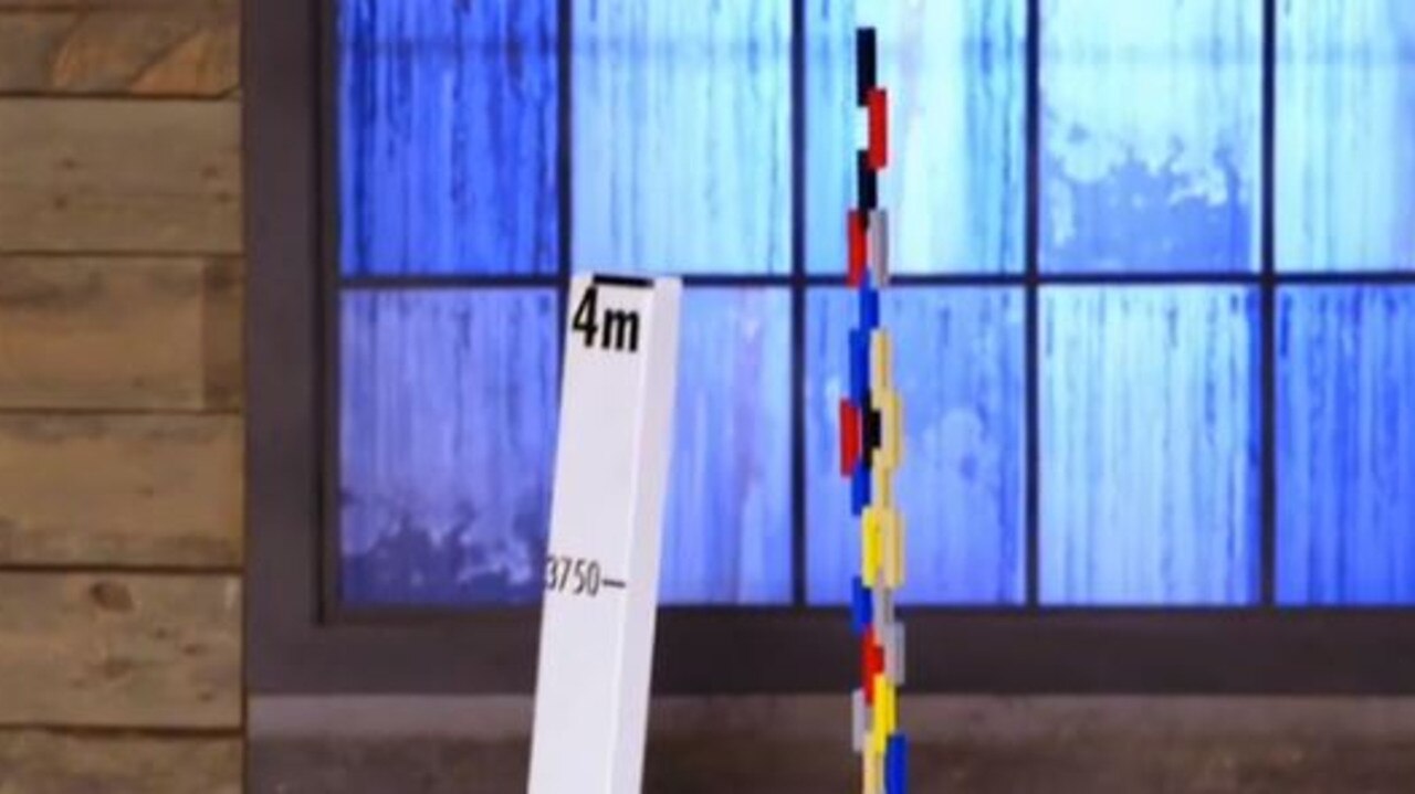 Damien and Tim beat the stick with their structure, which stood over 4 metres in height.