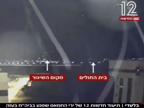 Channel 12 footage appeared to show rockets being fired close to the hospital. Picture: Supplied