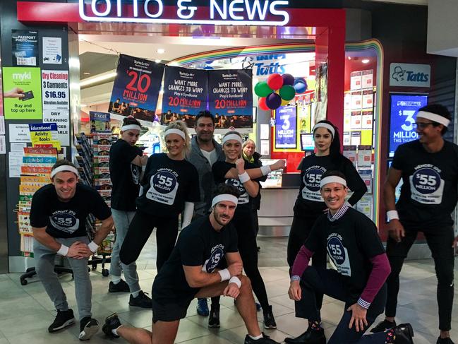 Participants in Powerball's 'Memory Jog' outside Scole’s Lotto and News in Barkly Square. Picture: Supplied