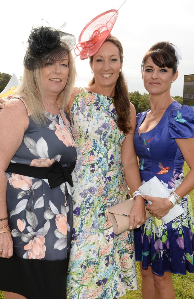 Janelle Colman, Katrina Clements and Danielle Iverson at the 2015 Ballina Cup. Picture: Mireille Merlet-Shaw