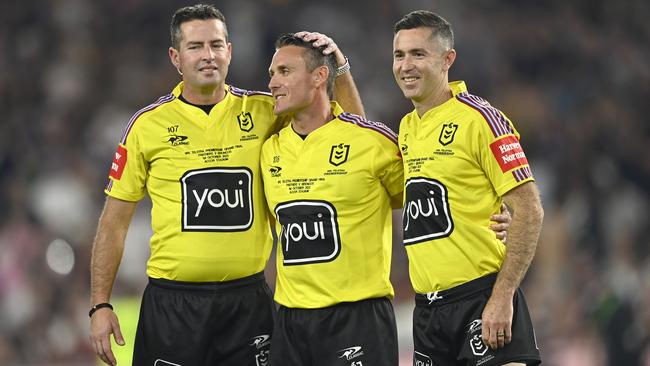 NRL grand final referee Adam Gee (middle). Picture: NRL Photos