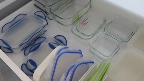 The hack helps keep drawers and cupboards neat and tidy. Picture: YouTube/Justanothermummyblog