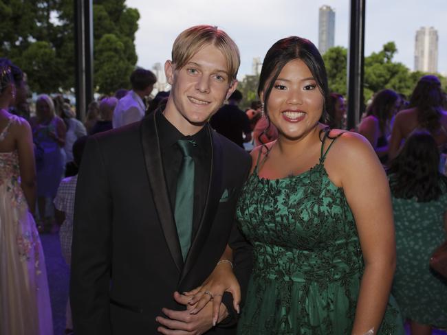 Harrison Patrick and Jian Rayson at the Coomera Anglican College Formal at HOTA. Picture: Marcelo Lang.