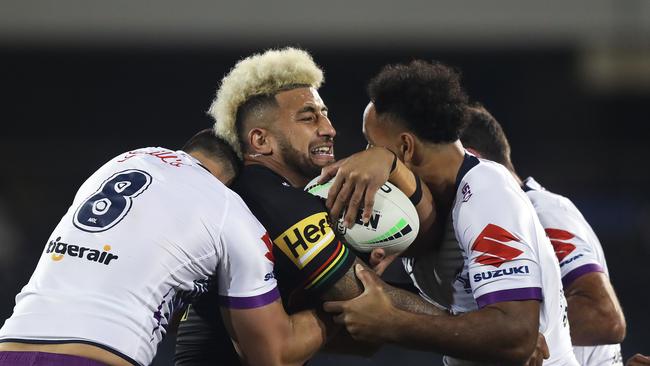 Penrith's Viliame Kikau haircut is turning heads. Picture: Brett Costello