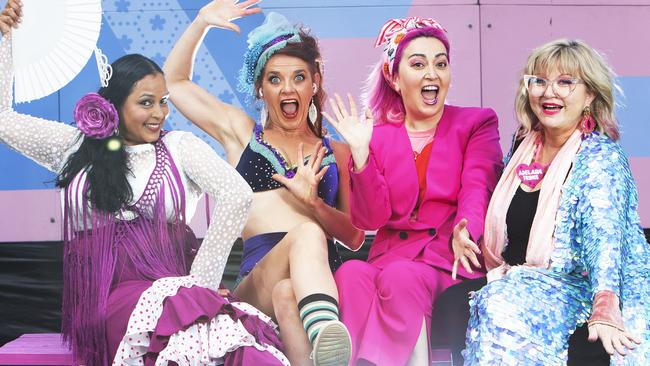 Roshanne De Silva Wijeyeratne (Compania Alma Flameca), Elizabeth Dawson-Smith (Miss Friby), Yasemin Sabuncu (The ILLEST) and Adelaide Fringe director Heather Croall. Picture: Emma Brasier