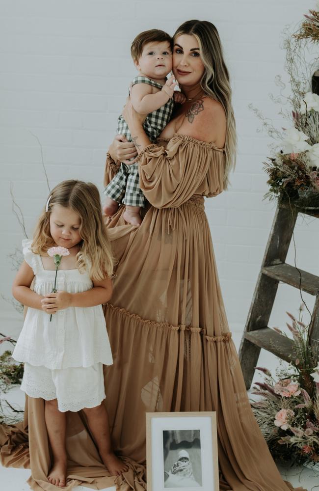 Dani Paranthoiene, 37, used IVF to have children Inka, 3, and Hartley, 1, and Bonnie Hart (in the photograph) who was stillborn. Picture: Supplied