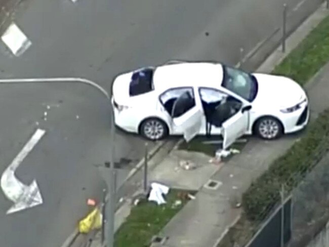 The scene of a fatal hit and run where an Uber passenger was killed at Wacol. Picture: 7 News Brisbane