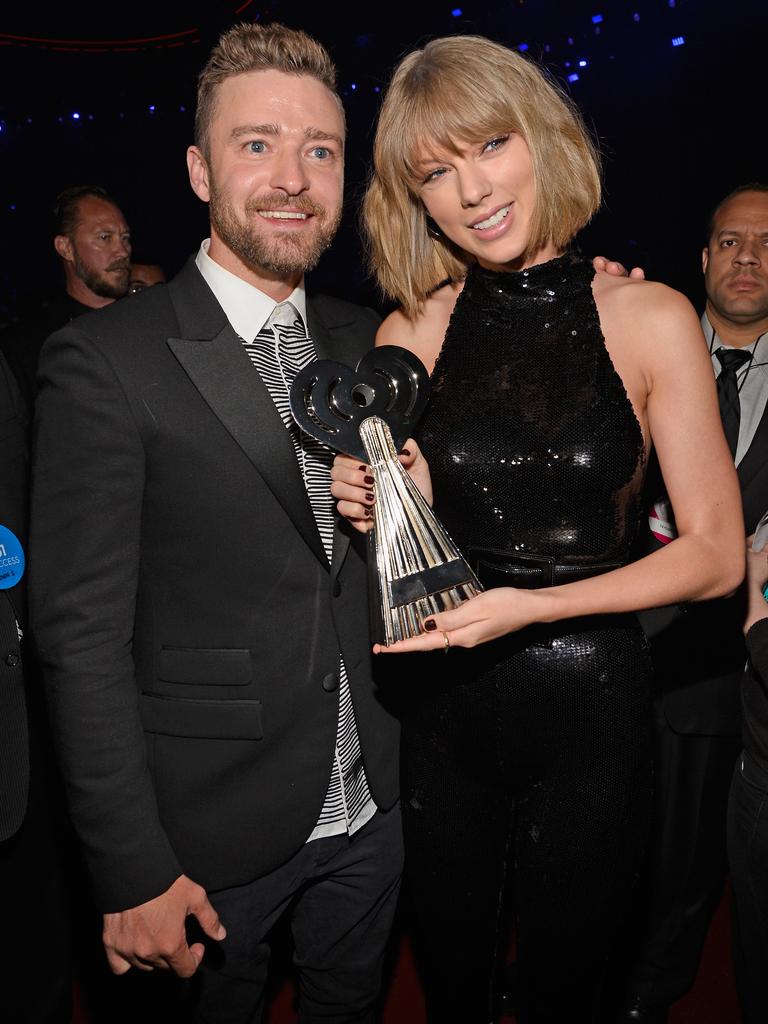 Justin Timberlake and Taylor Swift attend the iHeartRadio Music Awards at The Forum on April 3, 2016 in Inglewood, California. Picture: Getty