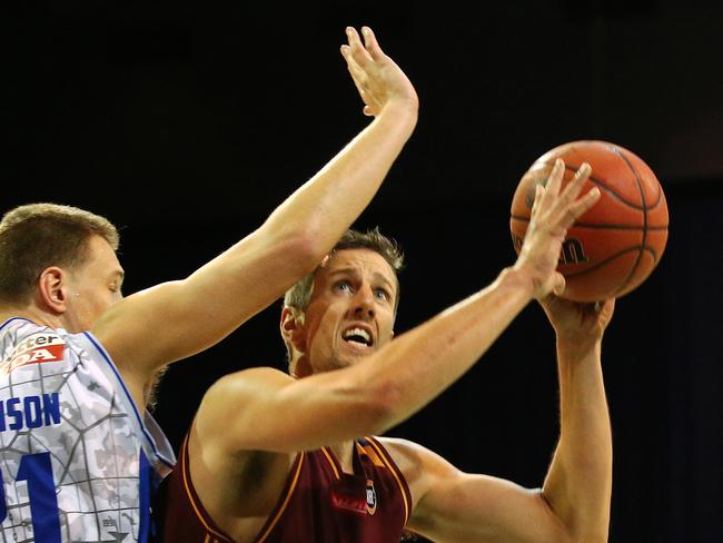 NBL Round 2: Brisbane Bullets vs Adelaide 36ers, at the Brisbane Convention and Exhibition Centre. Daniel Kickert shoots for Brisbane. Picture: Peter Cronin