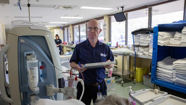 Nurse Dean Oldfield, who has worked at the Flynn Drive Renal Dialysis Clinic in Alice Springs for 15 years. Picture: Liam Mendes / The Australian