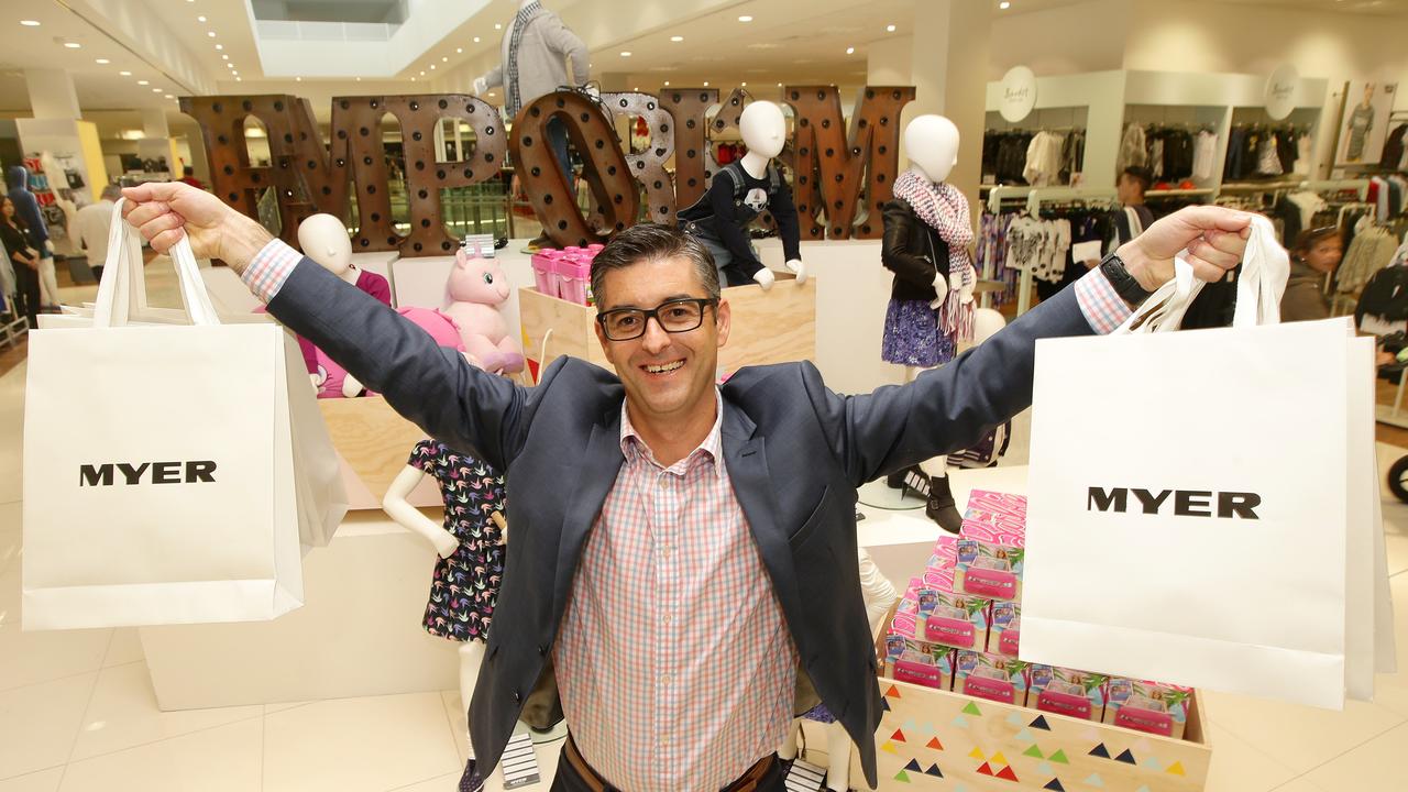 Myer merchandise executive general manager Adam Stapleton unveils Myer’s floor in the Emporium in 2014. Picture: Norm Oorloff